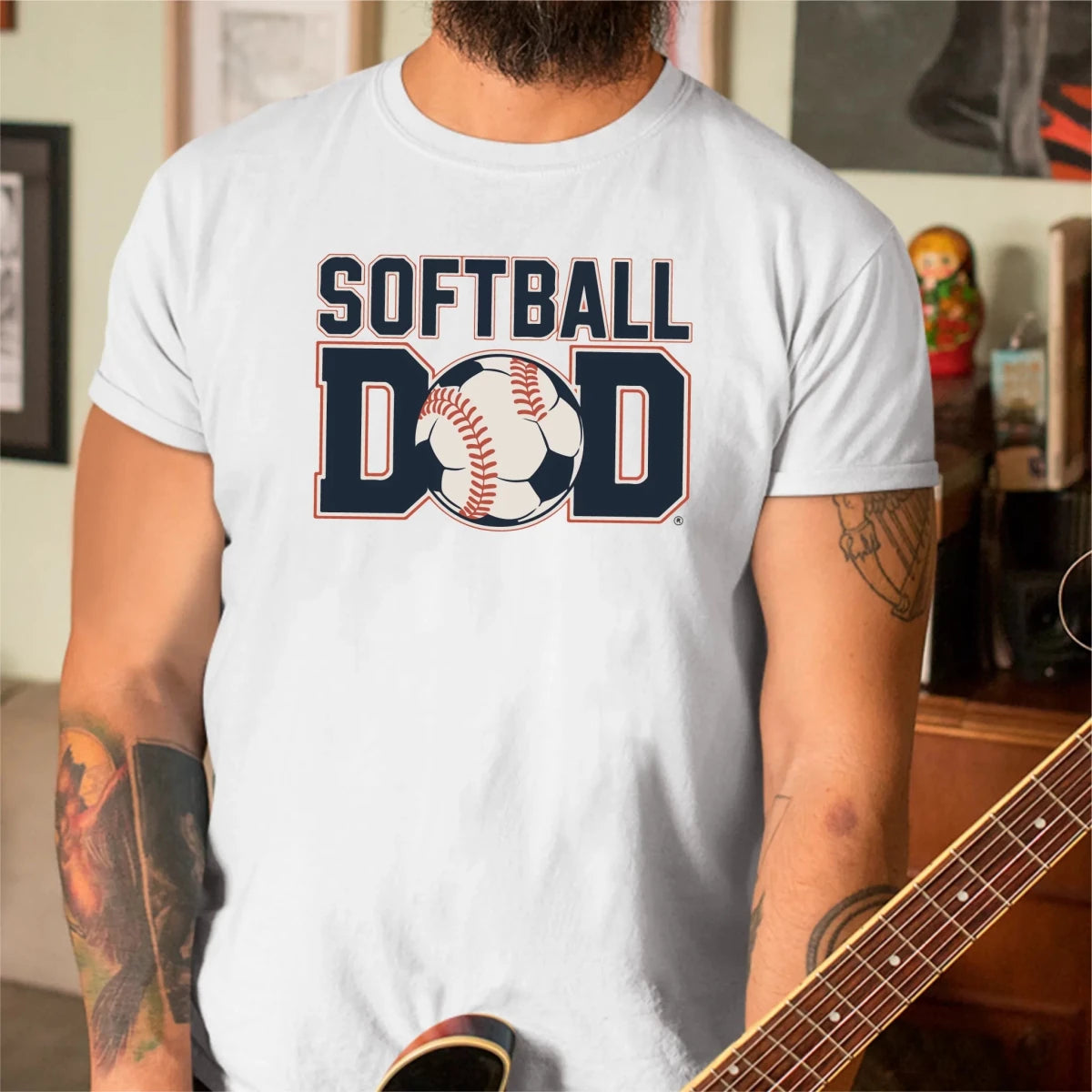 Navy and Red Softball Dad DTF Transfer - PrintPony