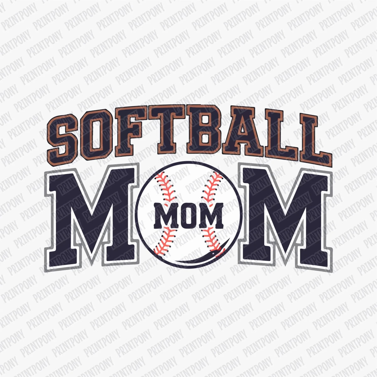 Navy and Red Softball Mom DTF Transfer - PrintPony