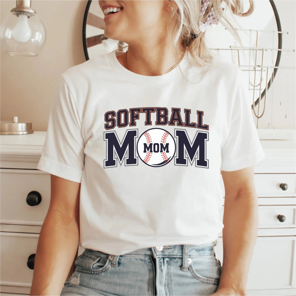 Navy and Red Softball Mom DTF Transfer - PrintPony