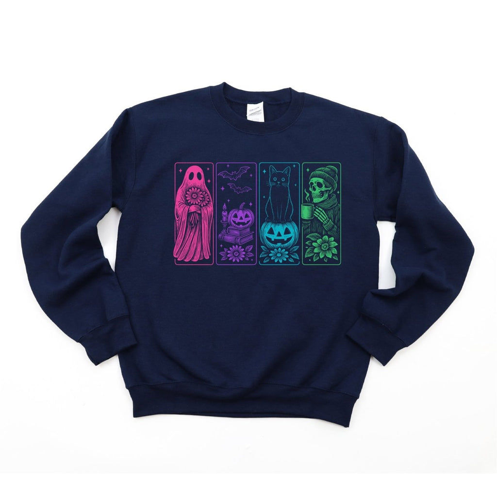 Neon Ghosts and Cat Halloween DTF Transfer - PrintPony