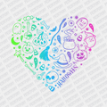 Neon Halloween Heart Shaped Collage DTF Transfer - PrintPony