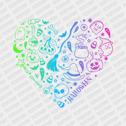 Neon Halloween Heart Shaped Collage DTF Transfer - PrintPony™