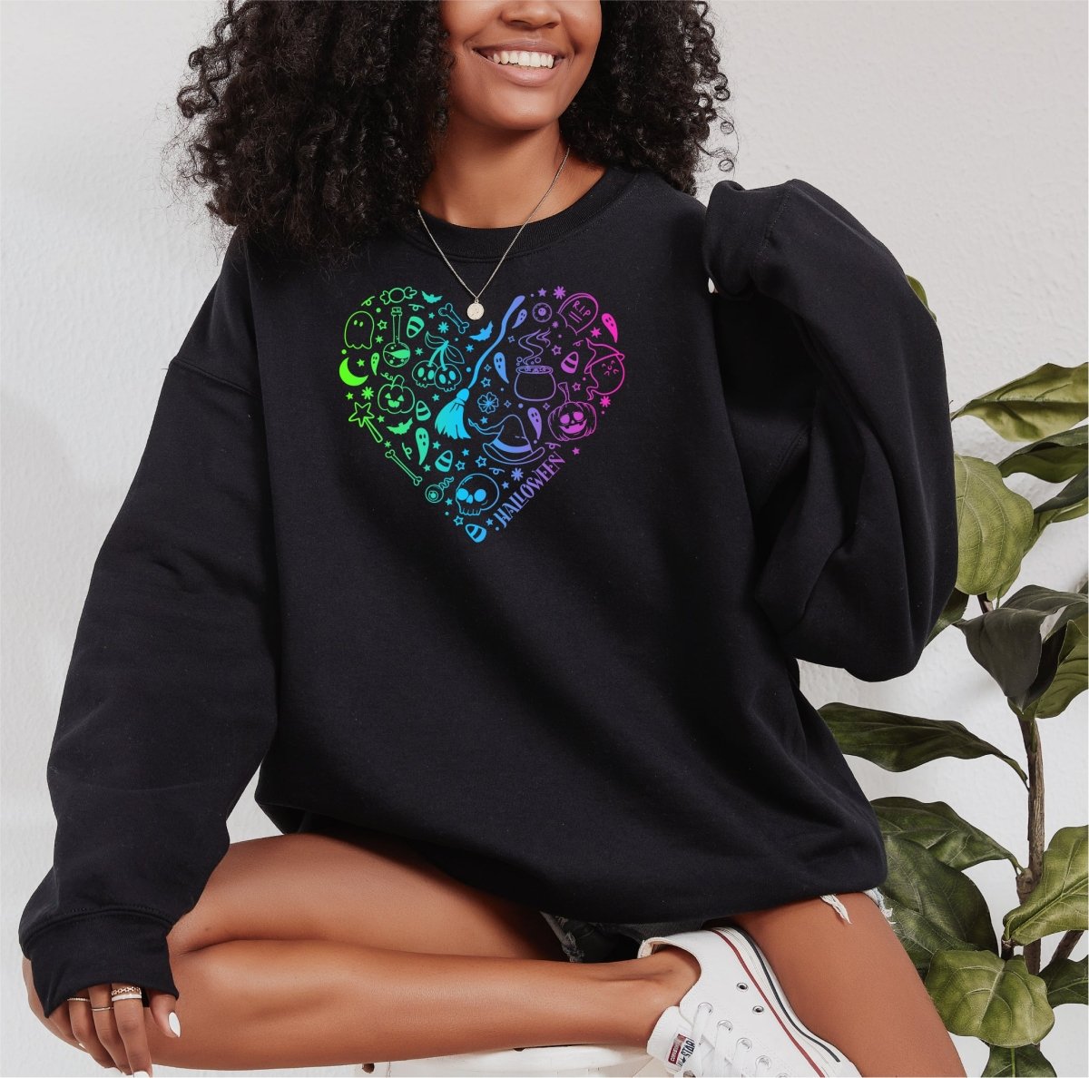 Neon Halloween Heart Shaped Collage DTF Transfer - PrintPony