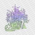 Neon Haunted House and Ghosts DTF Transfer - PrintPony