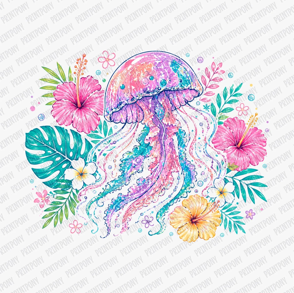 Neon Jelly Fish DTF Transfer - PrintPony