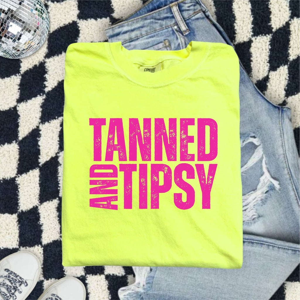 Neon Pink Tanned and Tipsy - DTF transfer - PrintPony