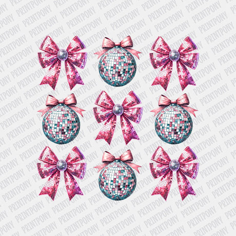 New Year Disco Ball with Pink Ribon Coquette - Print Pony‚Ñ¢