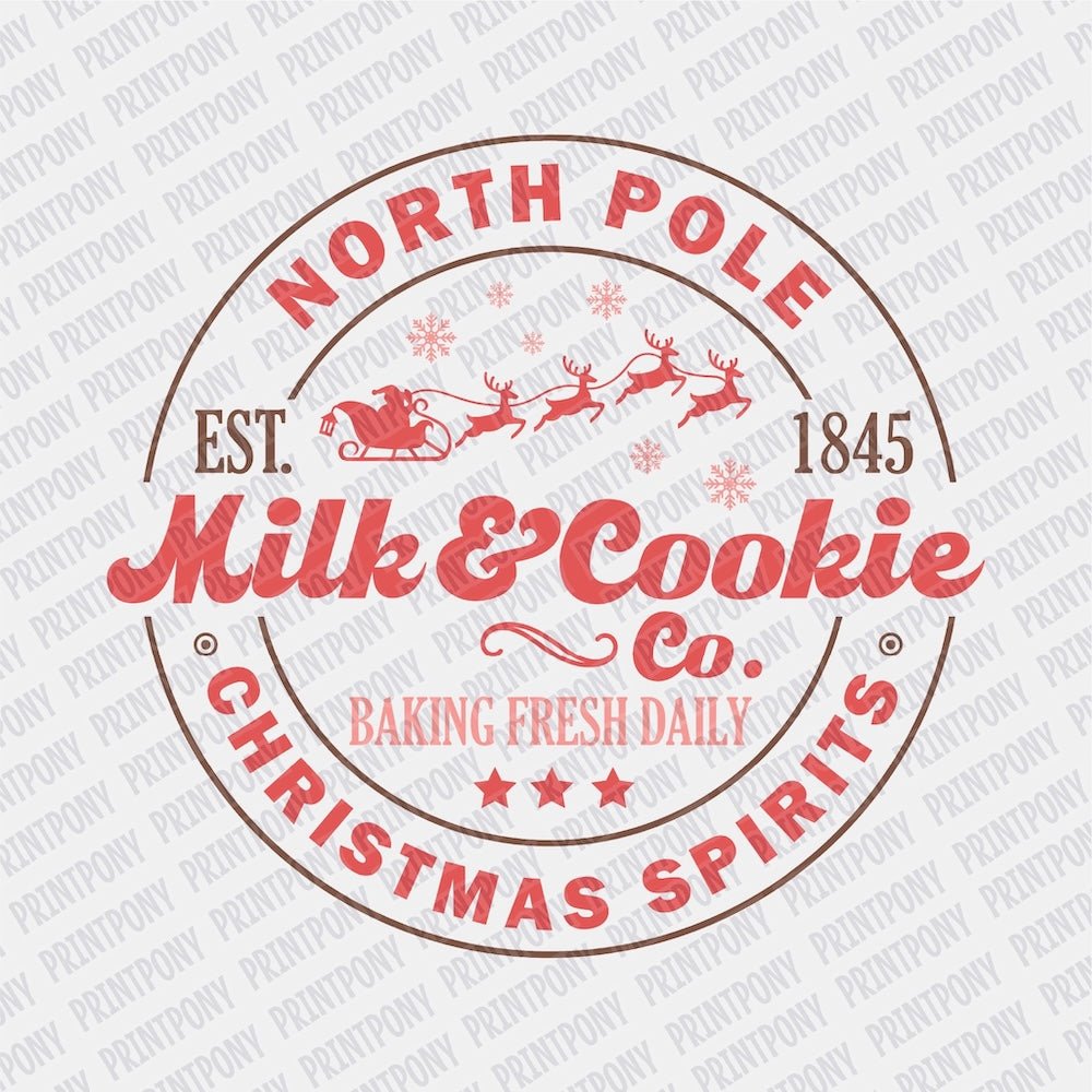 North Pole Milk & Cookie Co. DTF transfer - PrintPony