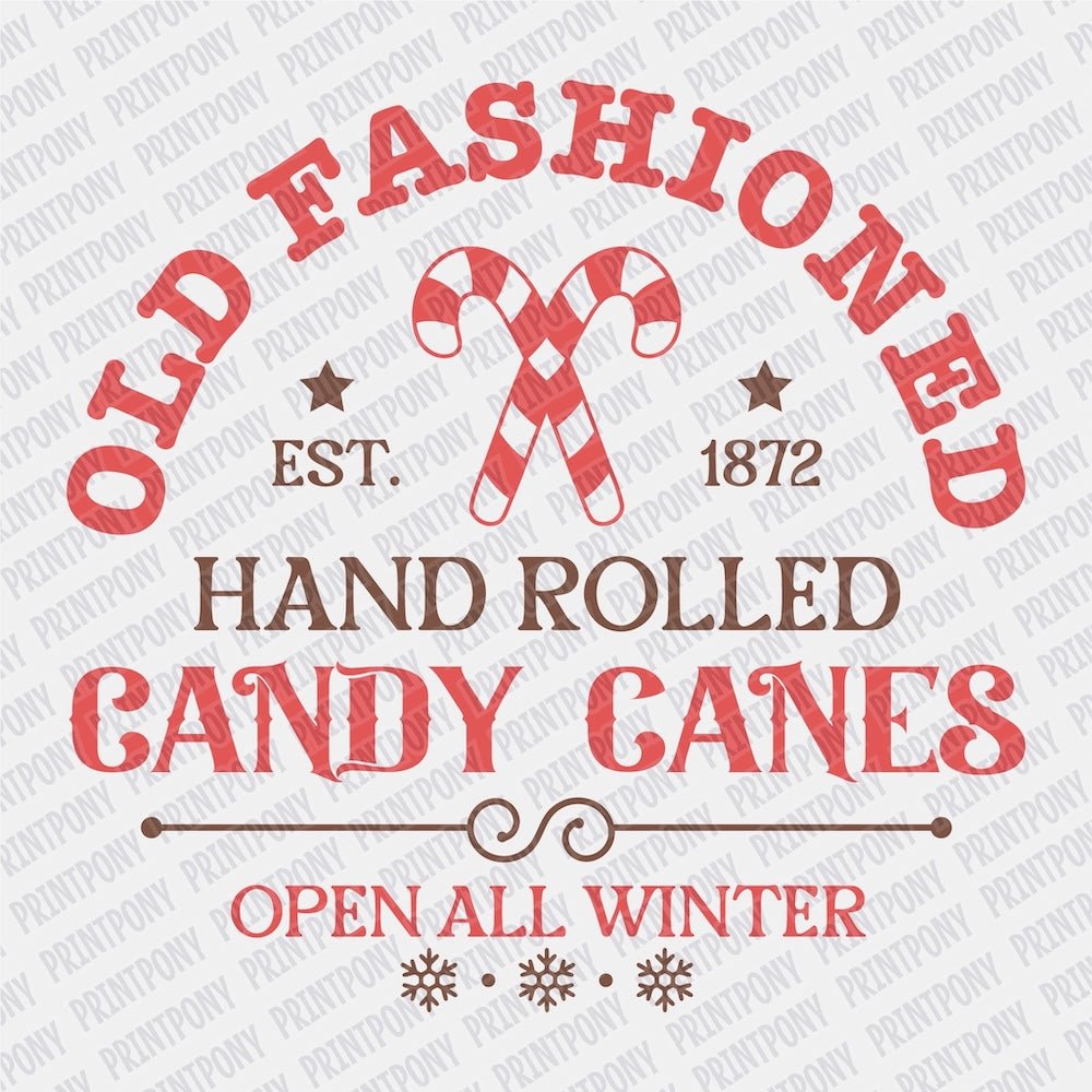 Old Fashioned Hand Rolled Candy Canes DTF transfer - Print Pony‚Ñ¢