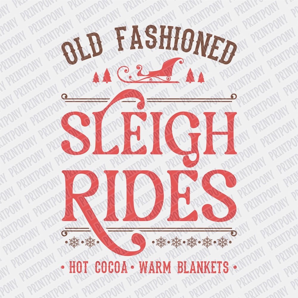 Old Fashioned Sleigh Rides DTF transfer - Print Pony‚Ñ¢