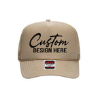 OTTO Cap Custom 5 Panel High Crown Mesh Back Trucker Hat - Khaki - PrintPony