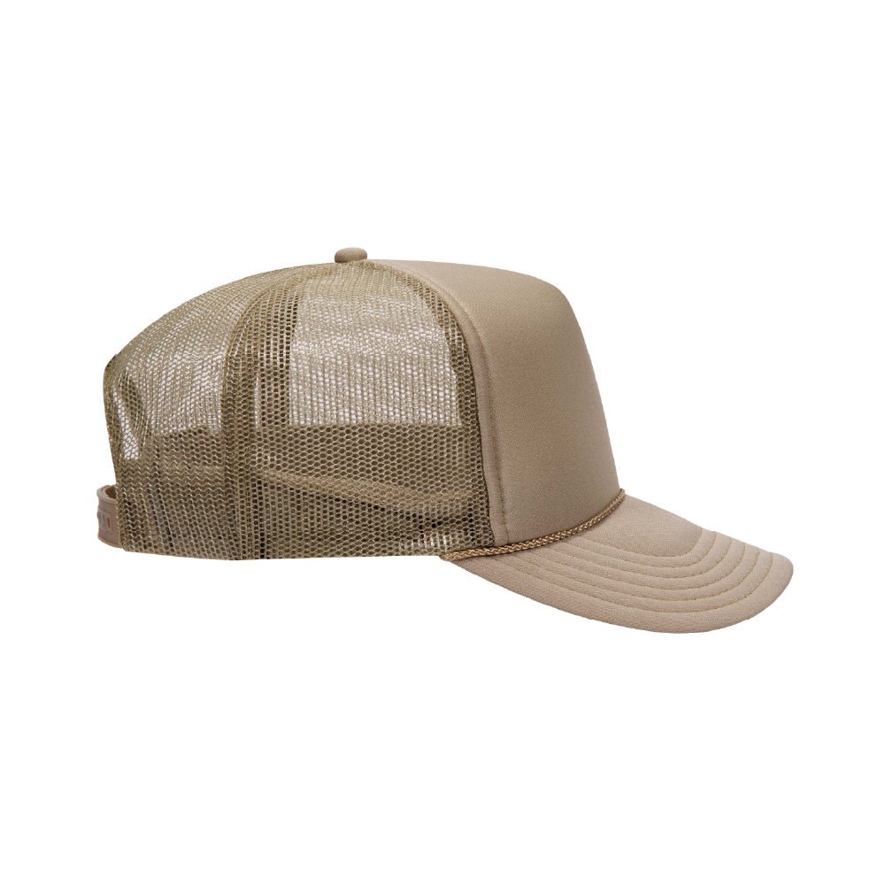 OTTO Cap Custom 5 Panel High Crown Mesh Back Trucker Hat - Khaki - Print Pony™