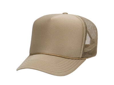 OTTO Cap Custom 5 Panel High Crown Mesh Back Trucker Hat - Khaki - Print Pony™