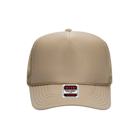 OTTO Cap Custom 5 Panel High Crown Mesh Back Trucker Hat - Khaki - Print Pony™