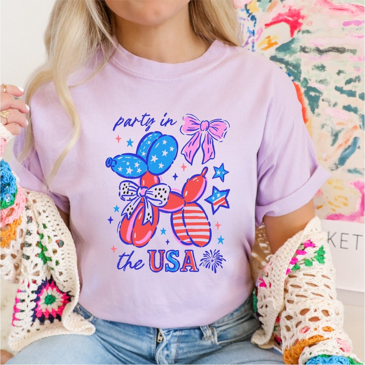 Party in the USA Ballon Dog - DTF transfer - PrintPony