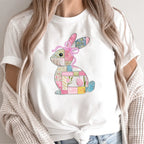 Patchwork Pink Bunny DTF Transfer - PrintPony