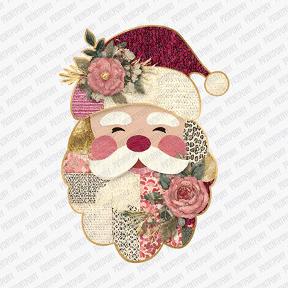 Patchwork Santa DTF transfer - PrintPony