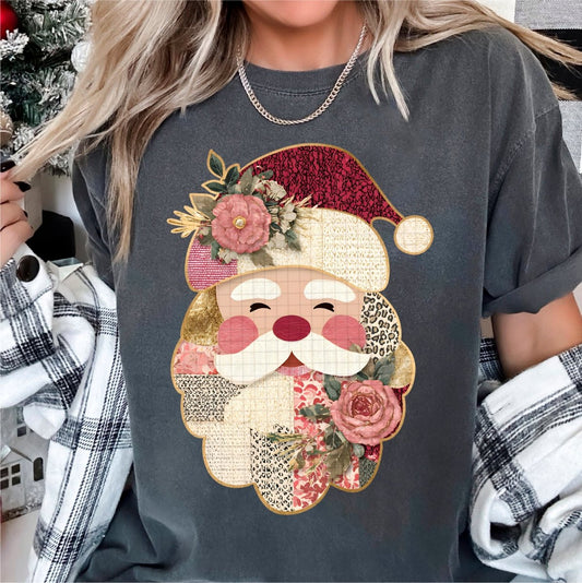 Patchwork Santa DTF transfer - PrintPony