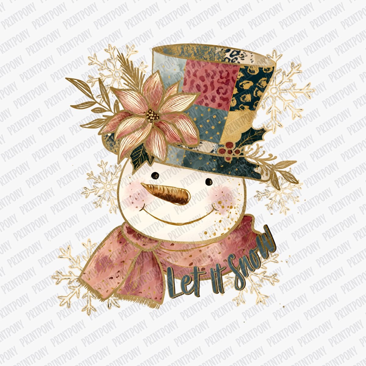 Patchwork Snowman (with Pocket) DTF transfer - PrintPony