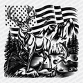 Patriotic Buck - American Flag (Black) DTF Transfer - PrintPony