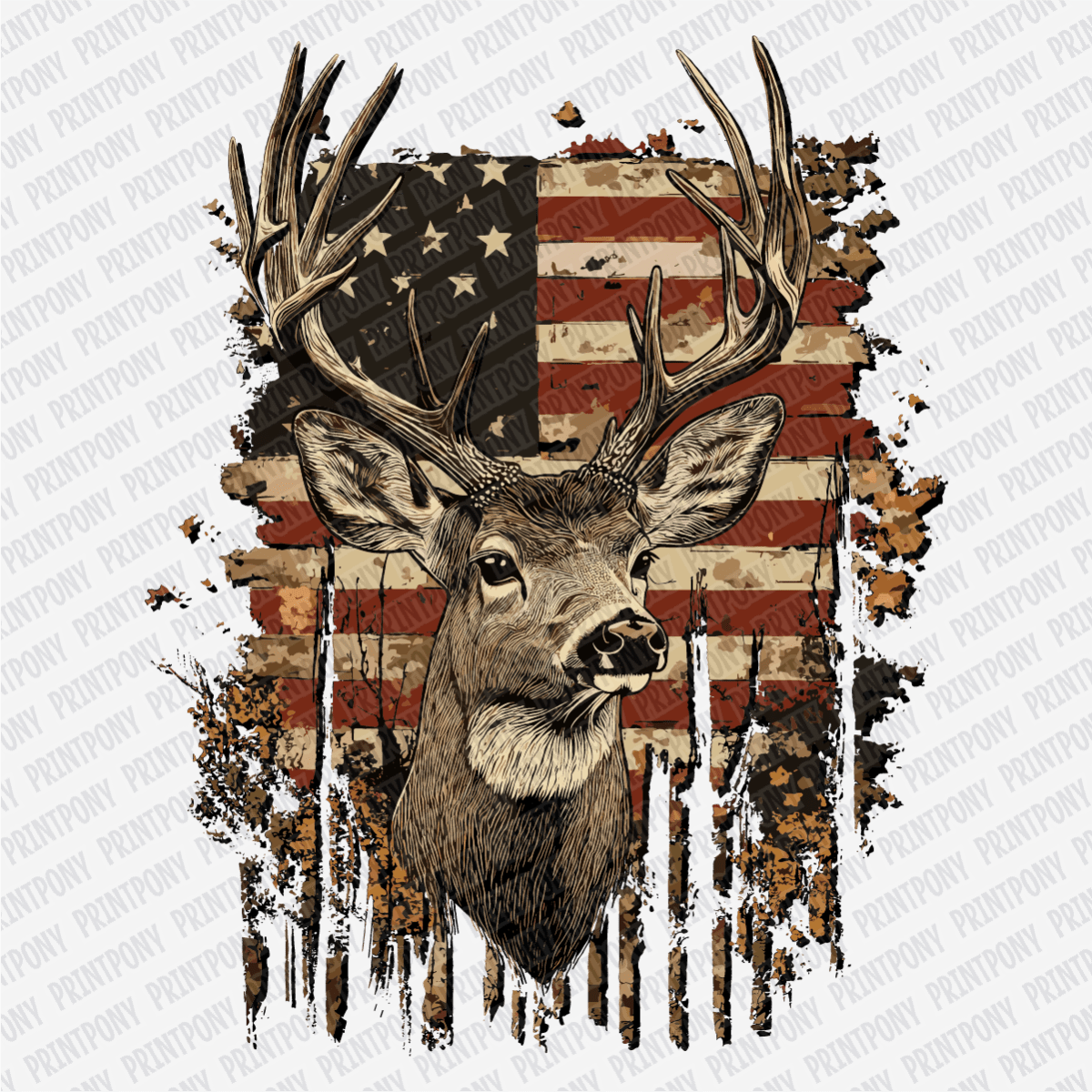 Patriotic Buck ‚Äì American Flag DTF Transfer - PrintPony