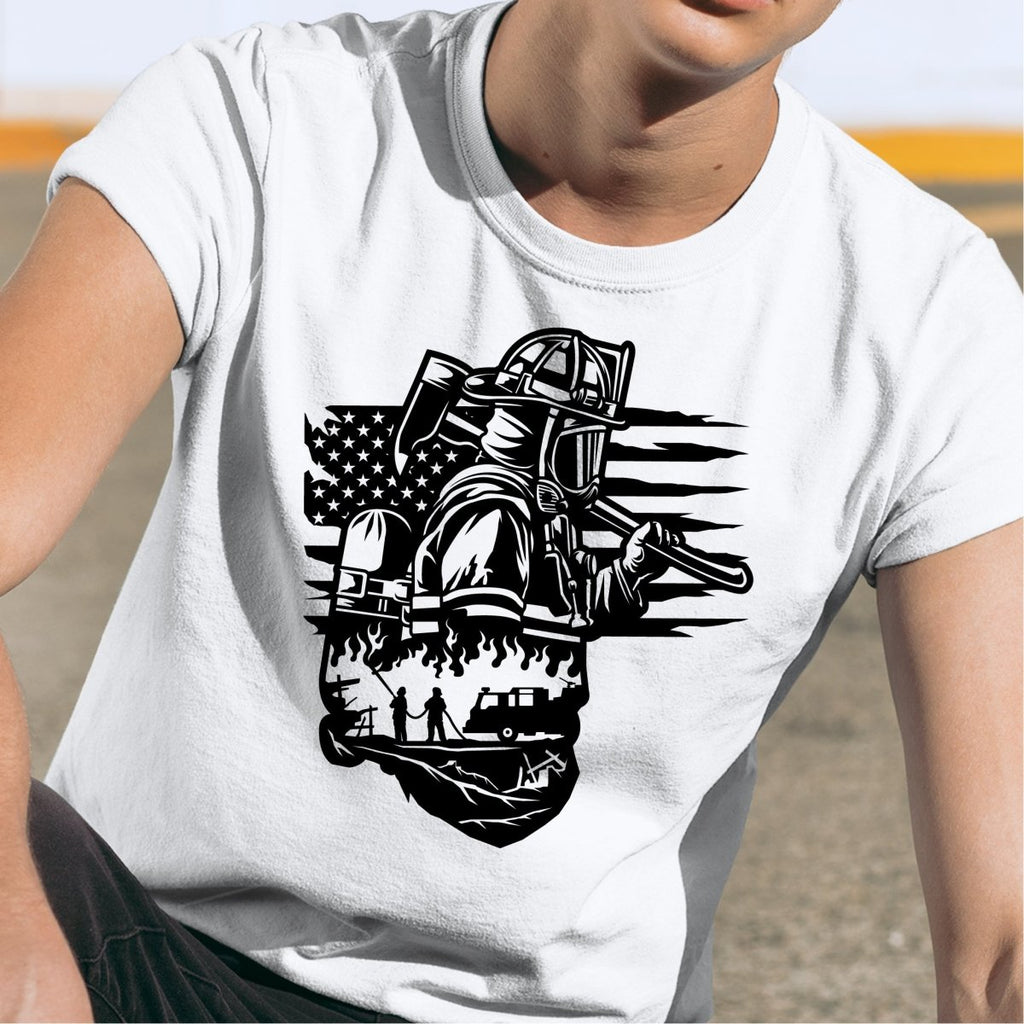 Patriotic Firefighter and US Flag DTF Transfer - PrintPony®