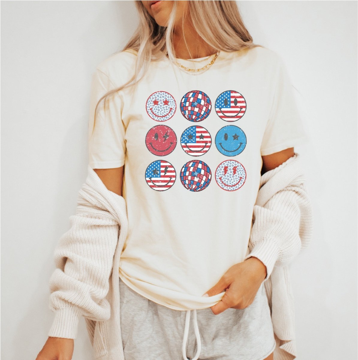 Patriotic Smiley Faces - DTF transfer - PrintPony