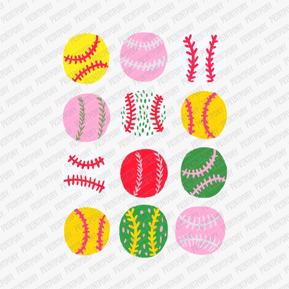Pink Baseball Collage DTF Transfer - PrintPony