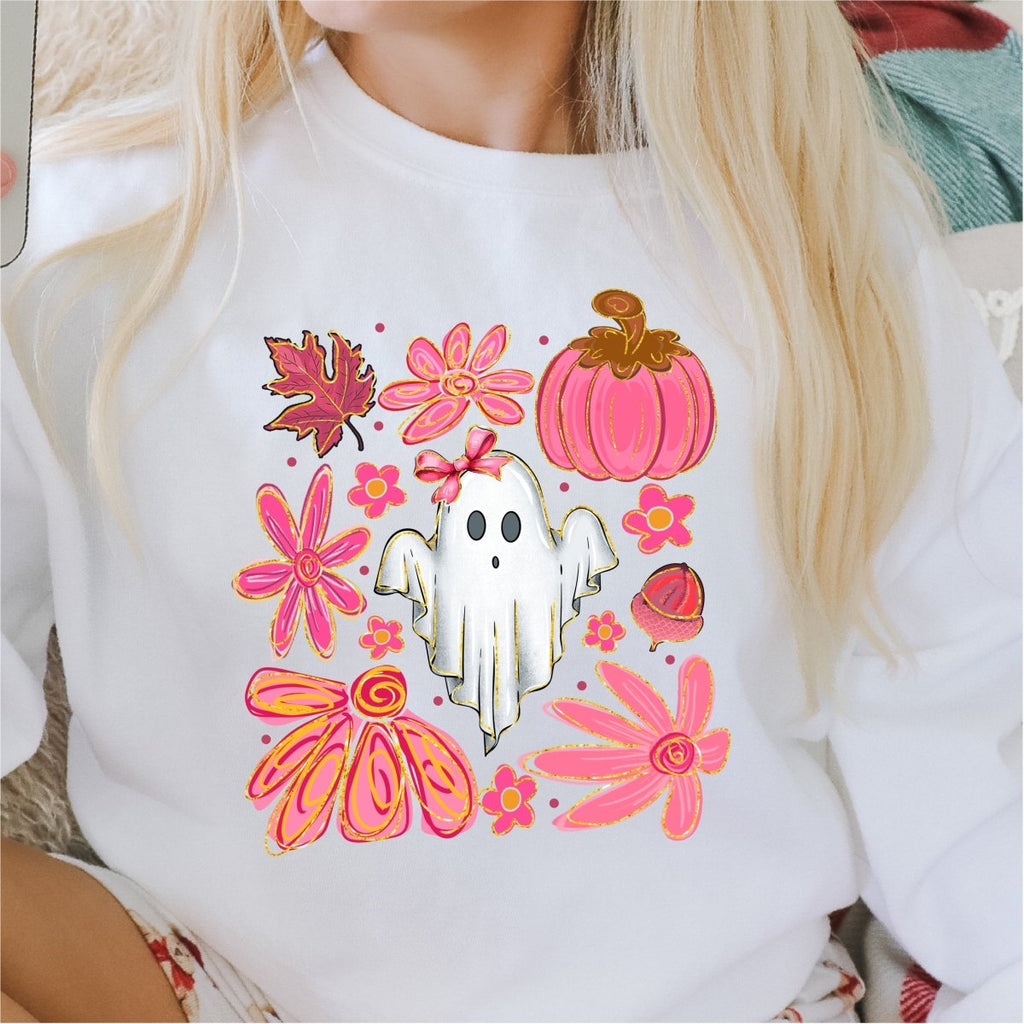 Pink Flowers and Ghost Design - DTF Transfer - PrintPony™