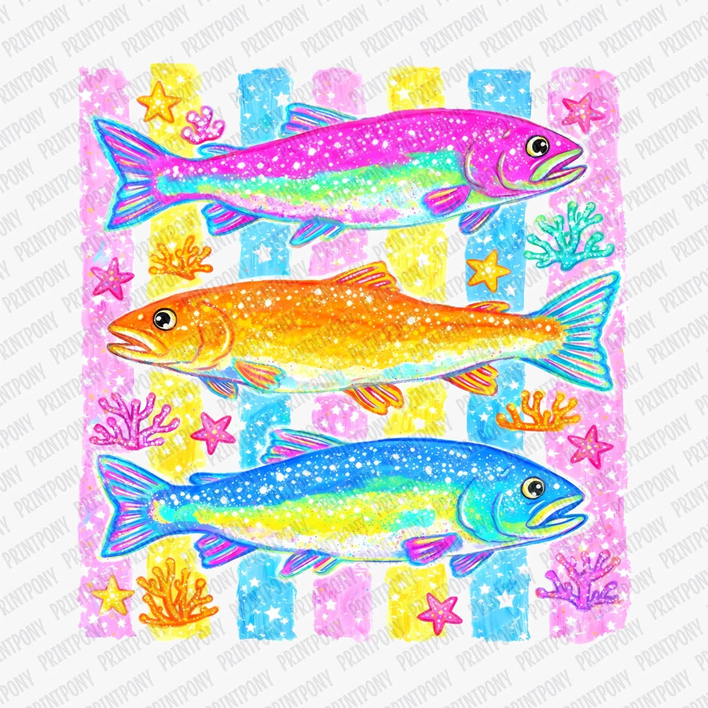 Preppy Summer Fish DTF Transfer - PrintPony