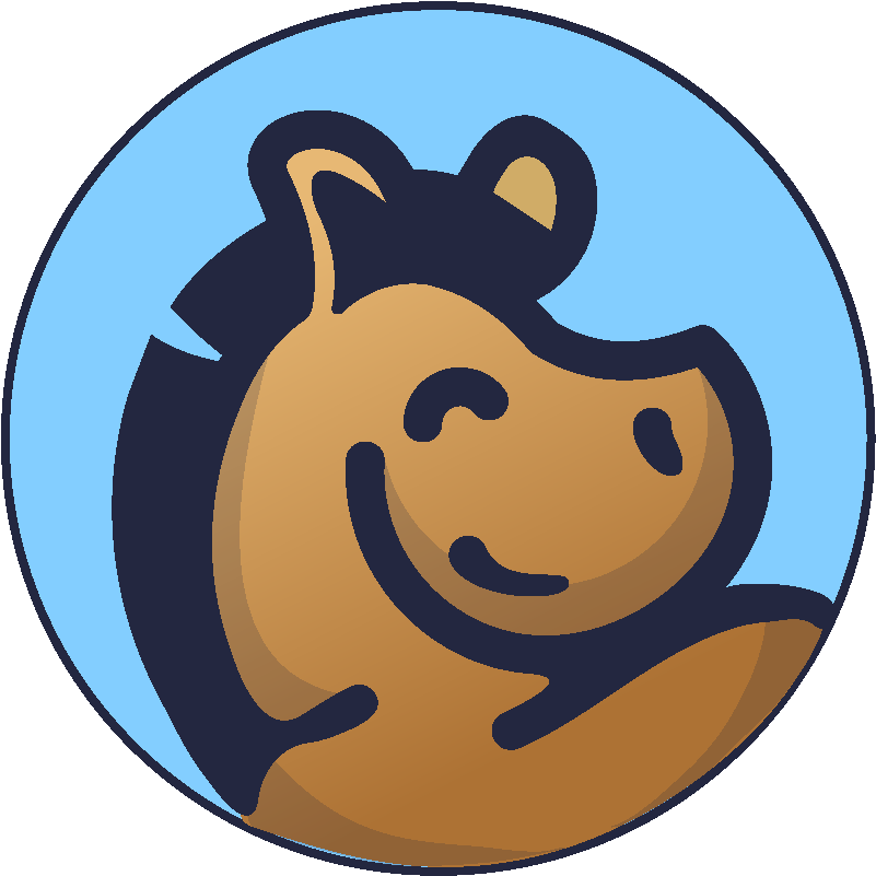 Image shows the PrintPony horse in a light blue circle.
