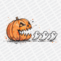 Pumpkin Chasing Ghosts Halloween DTF Transfer - PrintPony