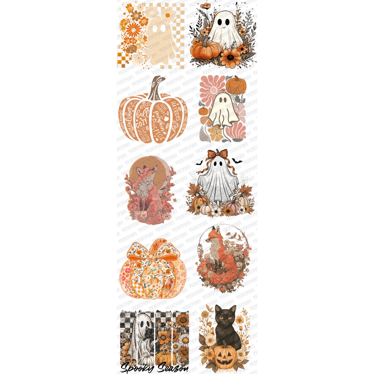 Pumpkin Pals: Cozy Critters Premade DTF Gang Sheet (22.5" x 60") - PrintPony™