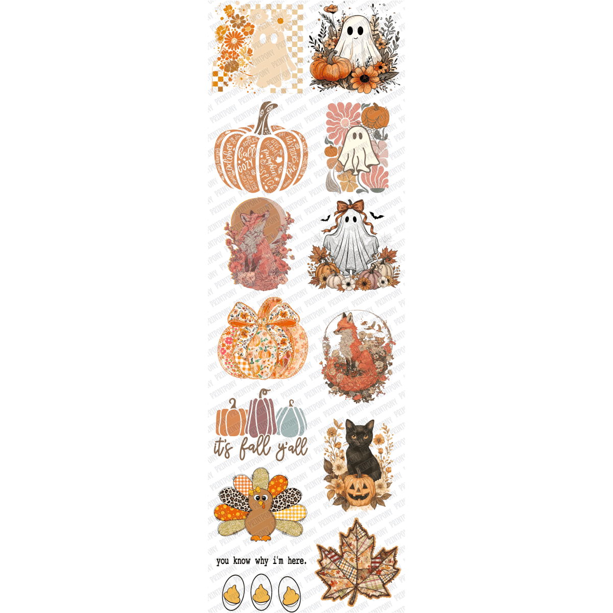 Pumpkin Pals: Cozy Critters Premade DTF Gang Sheet (22.5" x 72") - PrintPony™