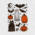 Pumpkins, Bats, and Ghost Minimal Collage Halloween DTF Transfer - PrintPony
