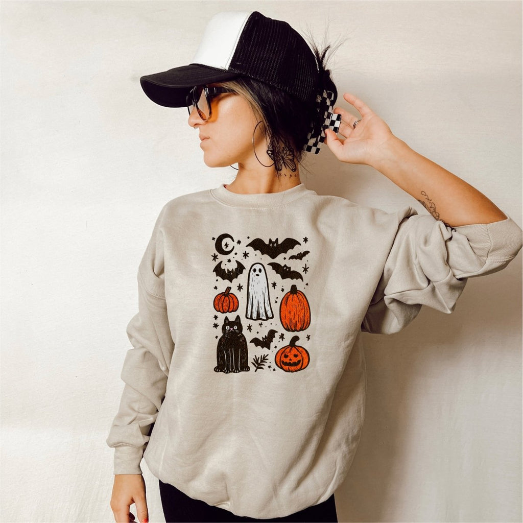 Pumpkins, Bats, and Ghost Minimal Collage Halloween DTF Transfer - PrintPony