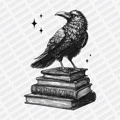 Raven and Books - DTF Transfer - PrintPony®