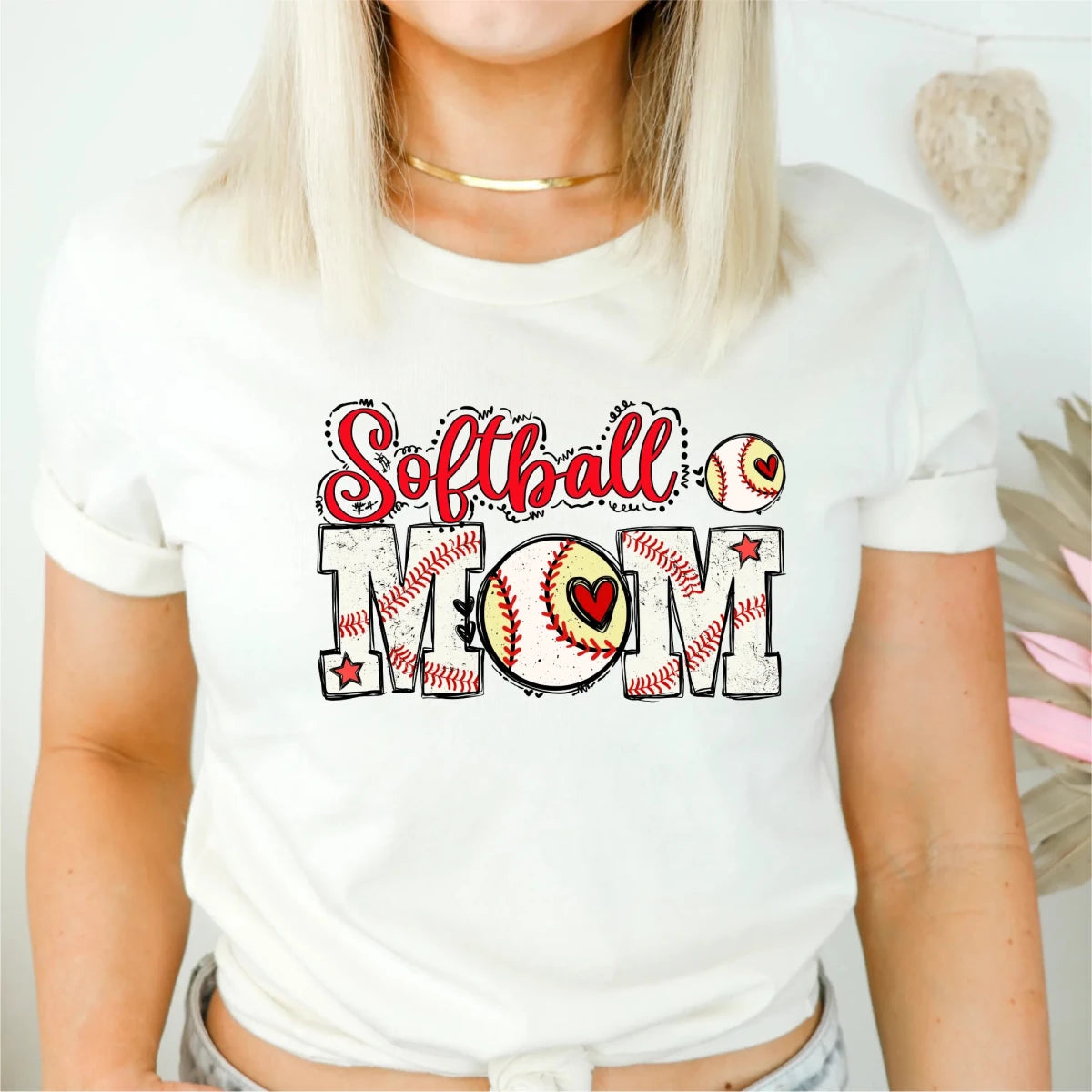 Red and Yellow Softball Mom DTF Transfer - PrintPony