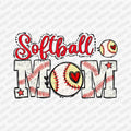 Red and Yellow Softball Mom DTF Transfer - PrintPony