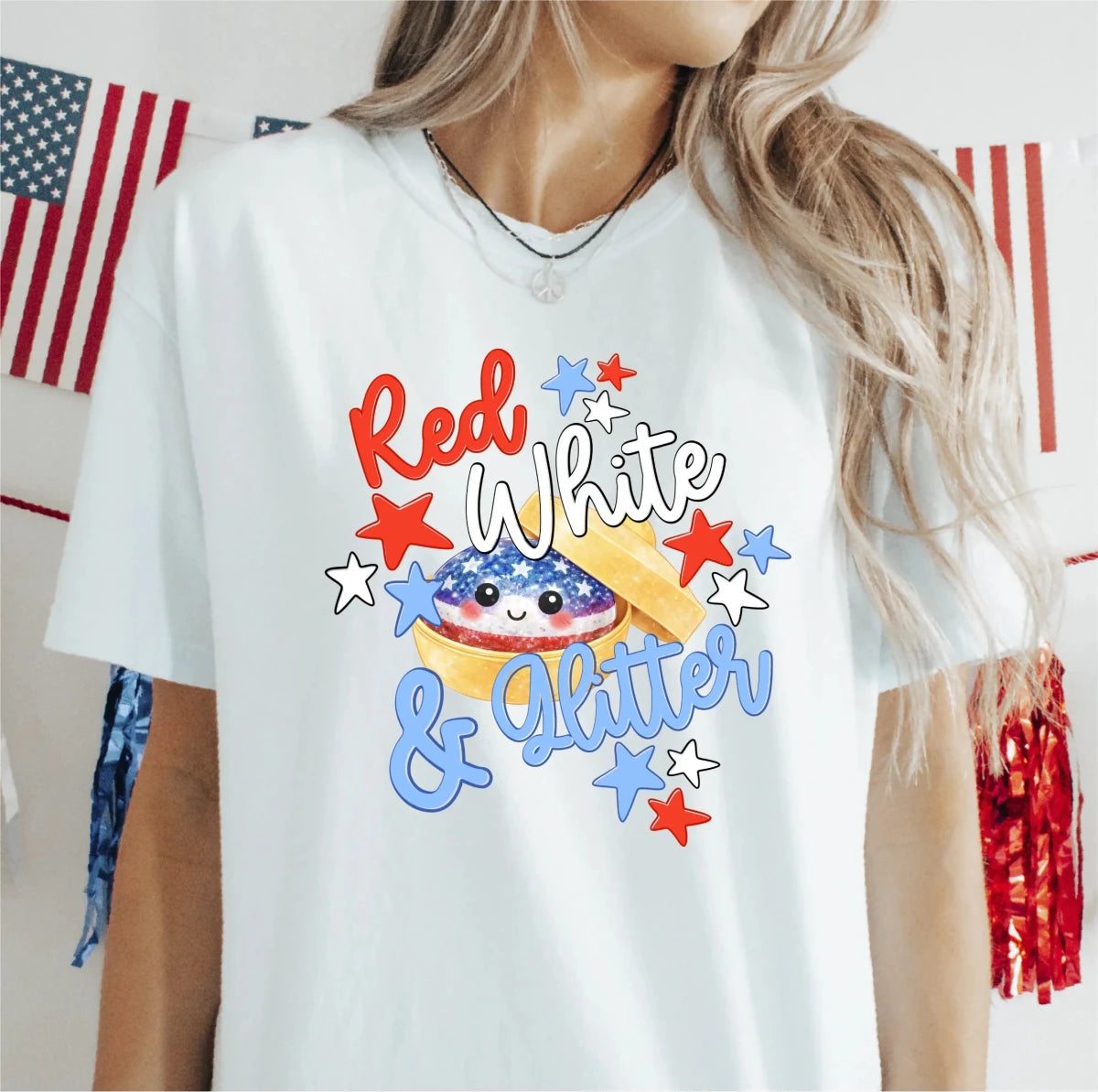 Red, White, and Glitter Patriotic DTF Transfer - PrintPony