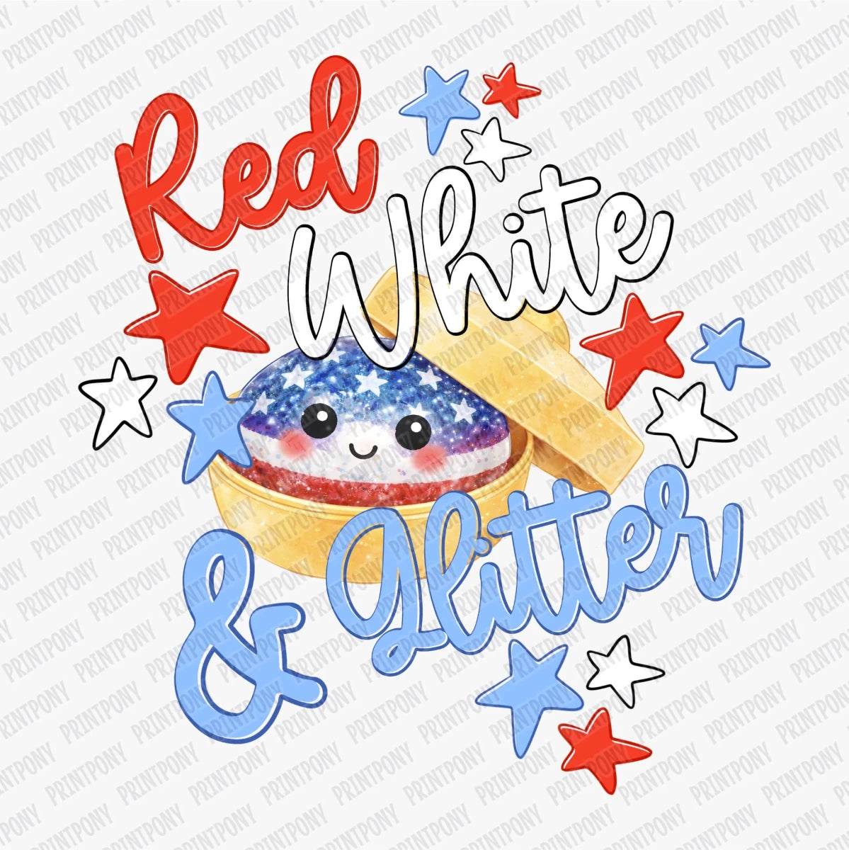 Red, White, and Glitter Patriotic DTF Transfer - PrintPony