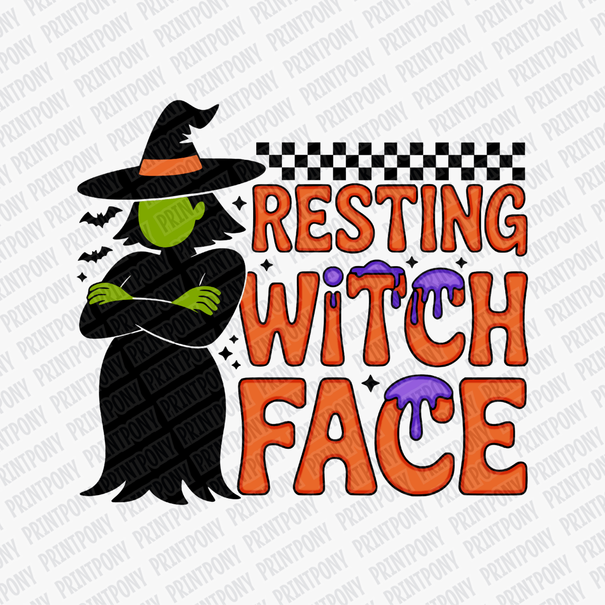 Resting Witch Face Halloween DTF Transfer - PrintPony