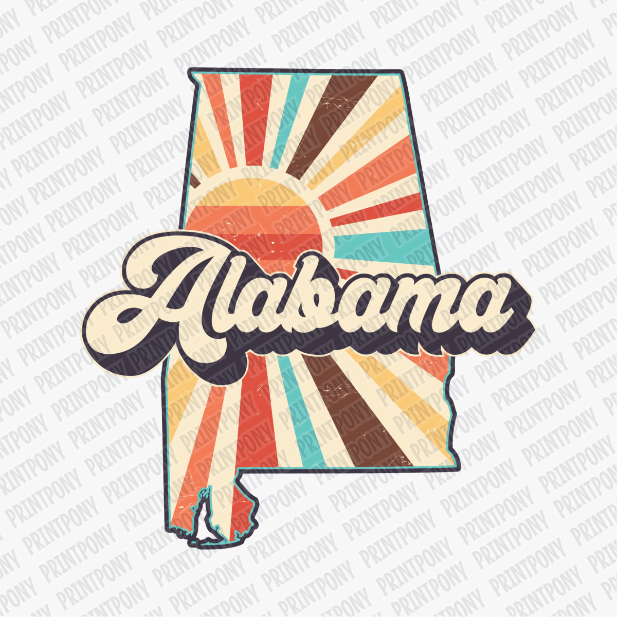 Retro Alabama State DTF Transfer - Ready to Press - PrintPony