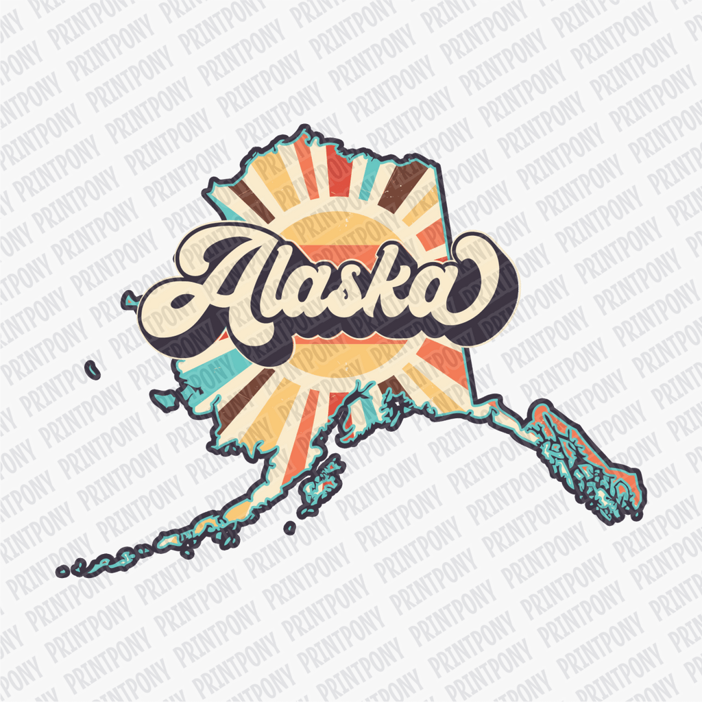 Retro Alaska State DTF Transfer - Ready to Press - PrintPony
