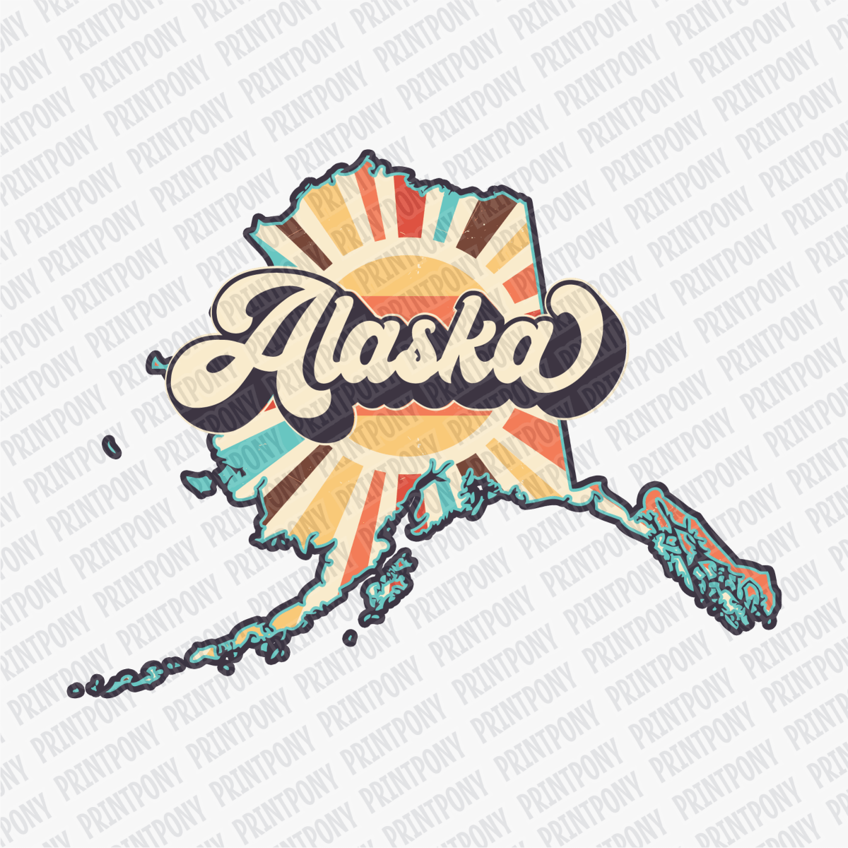 Retro Alaska State DTF Transfer - Ready to Press - PrintPony
