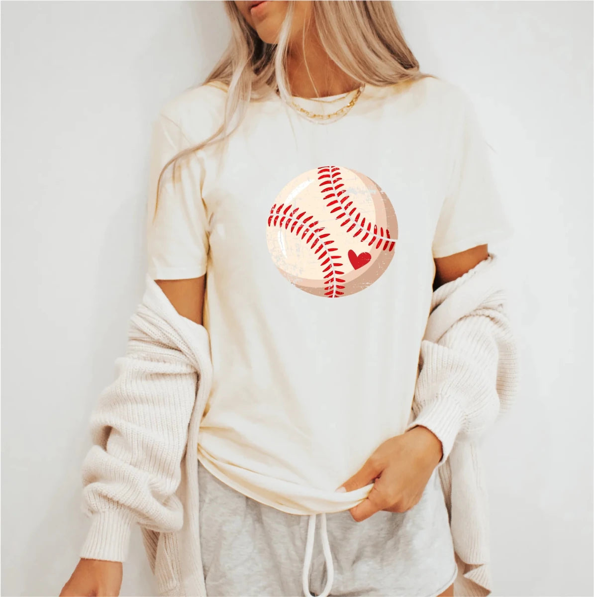 Retro Baseball with Heart DTF Transfer - PrintPony