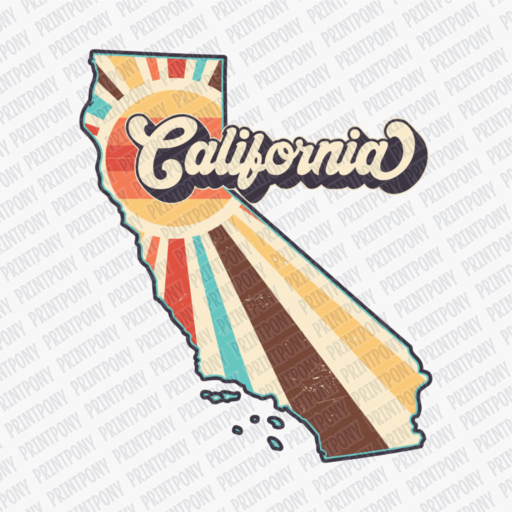 Retro California State DTF Transfer - Ready to Press - PrintPony