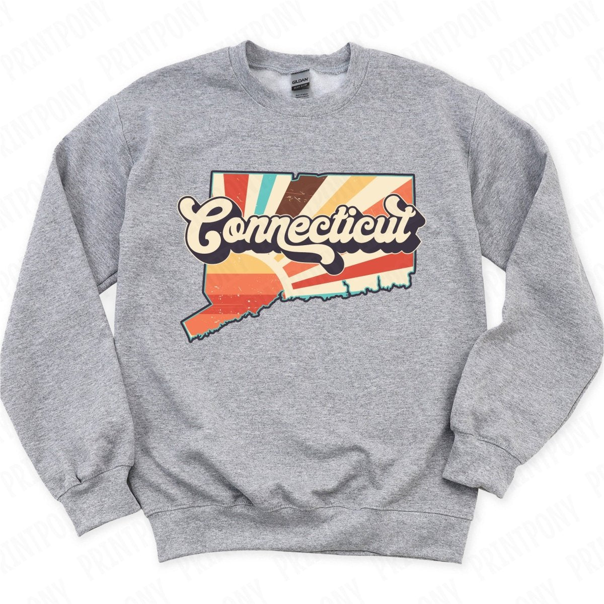 Retro Connecticut State DTF Transfer - Ready to Press - PrintPony