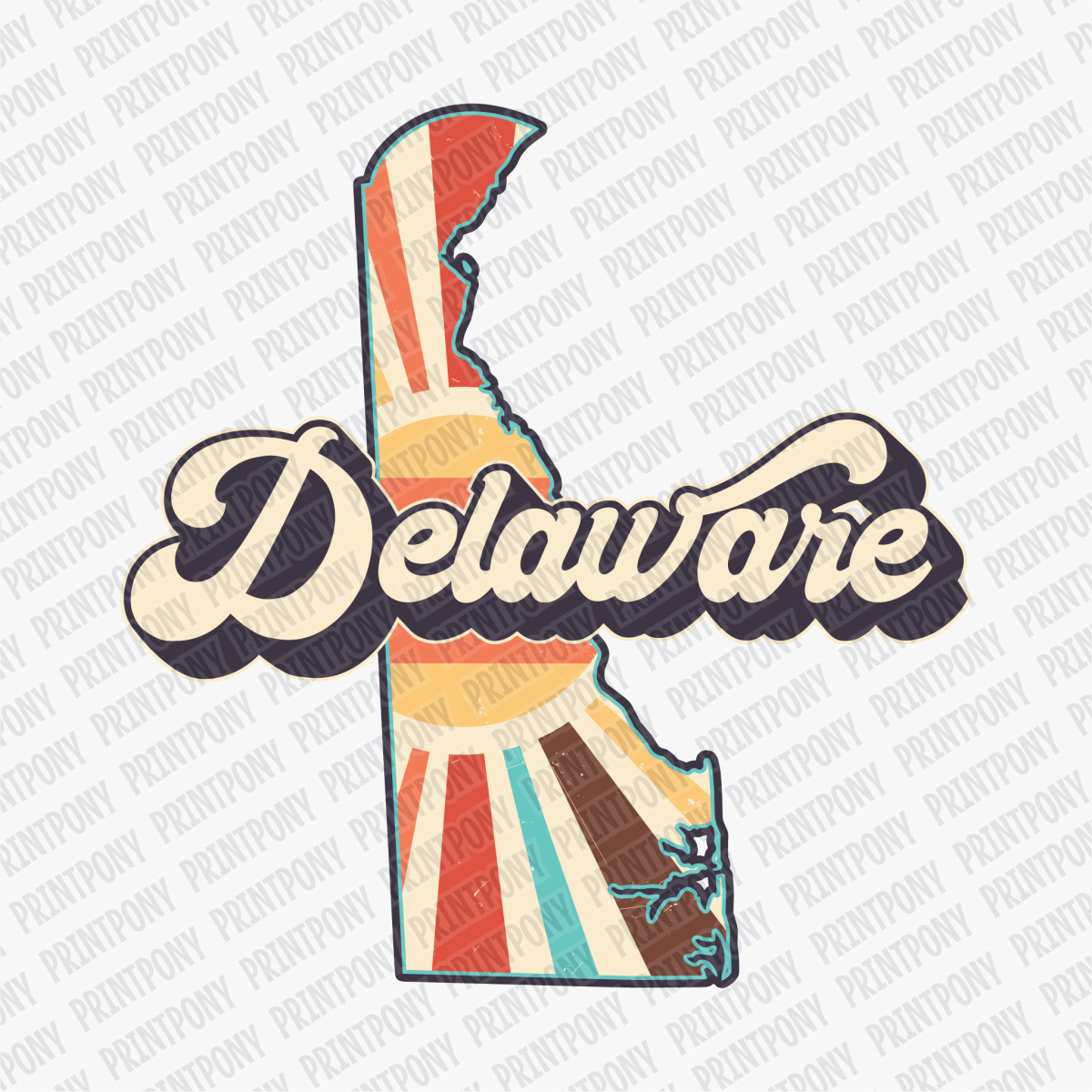 Retro Delaware State DTF Transfer - Ready to Press - PrintPony