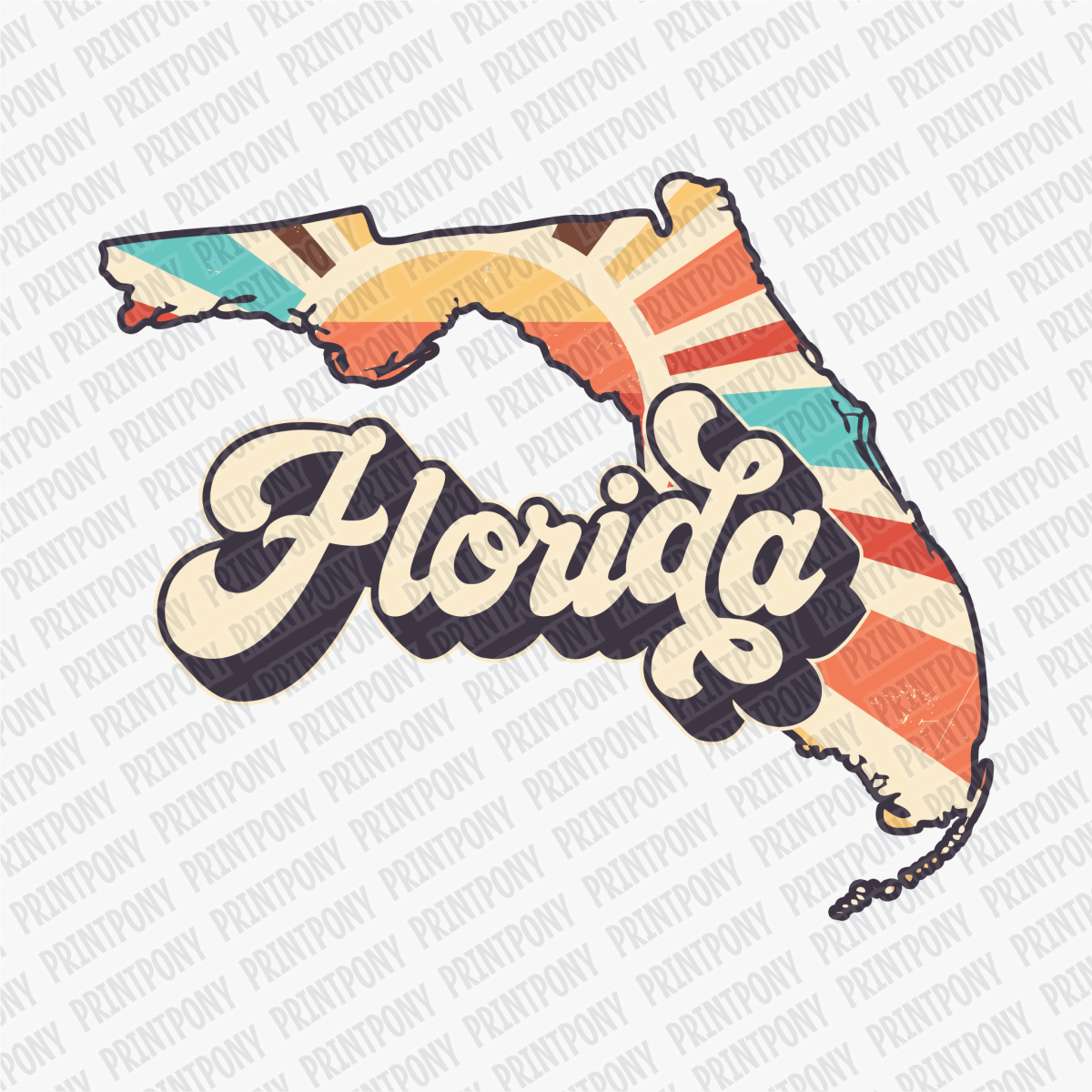 Retro Florida State DTF Transfer - Ready to Press - PrintPony